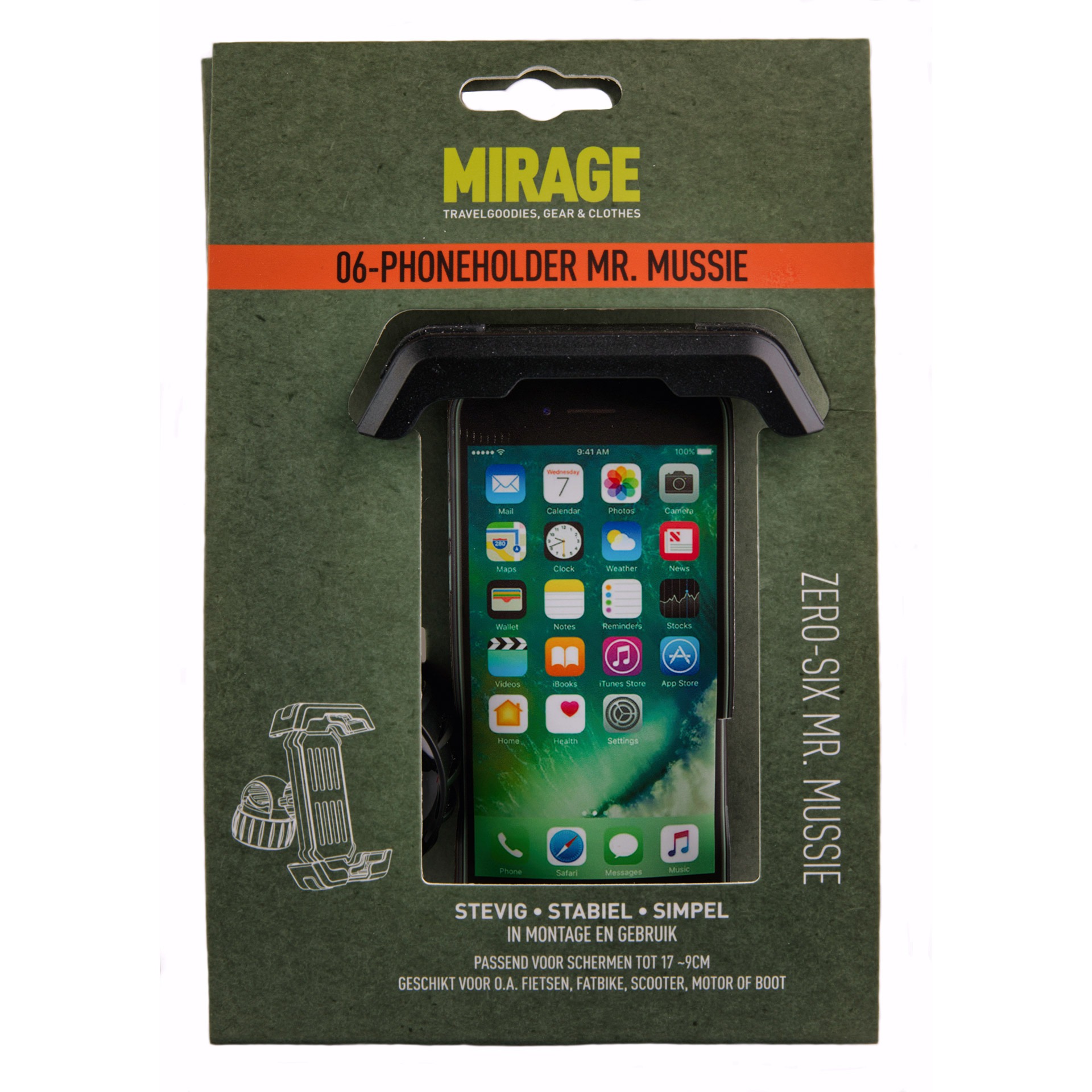 Mirage telefoonhouder Zero-Six Mr. Mussie zwart