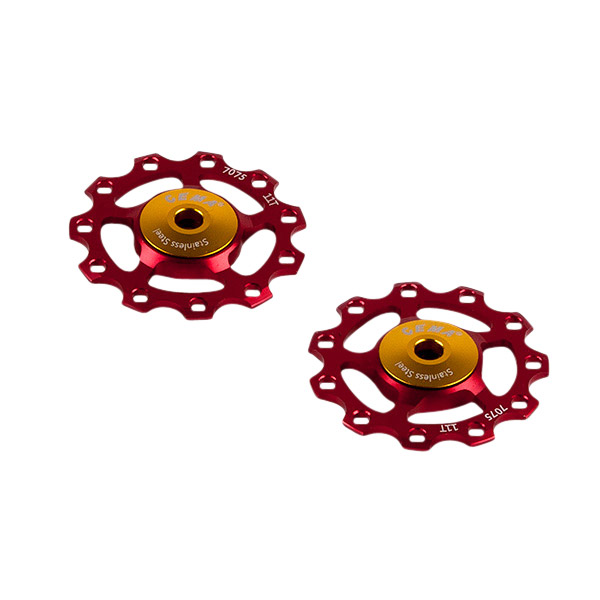 CEMA derailleurwieltjes RVS 9/10/11V alu rood