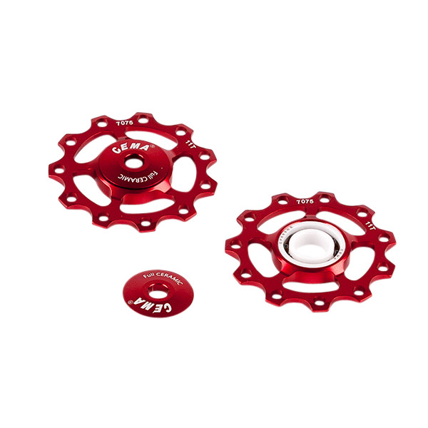 CEMA derailleurwieltjes full keramisch 9/10/11V alu rood