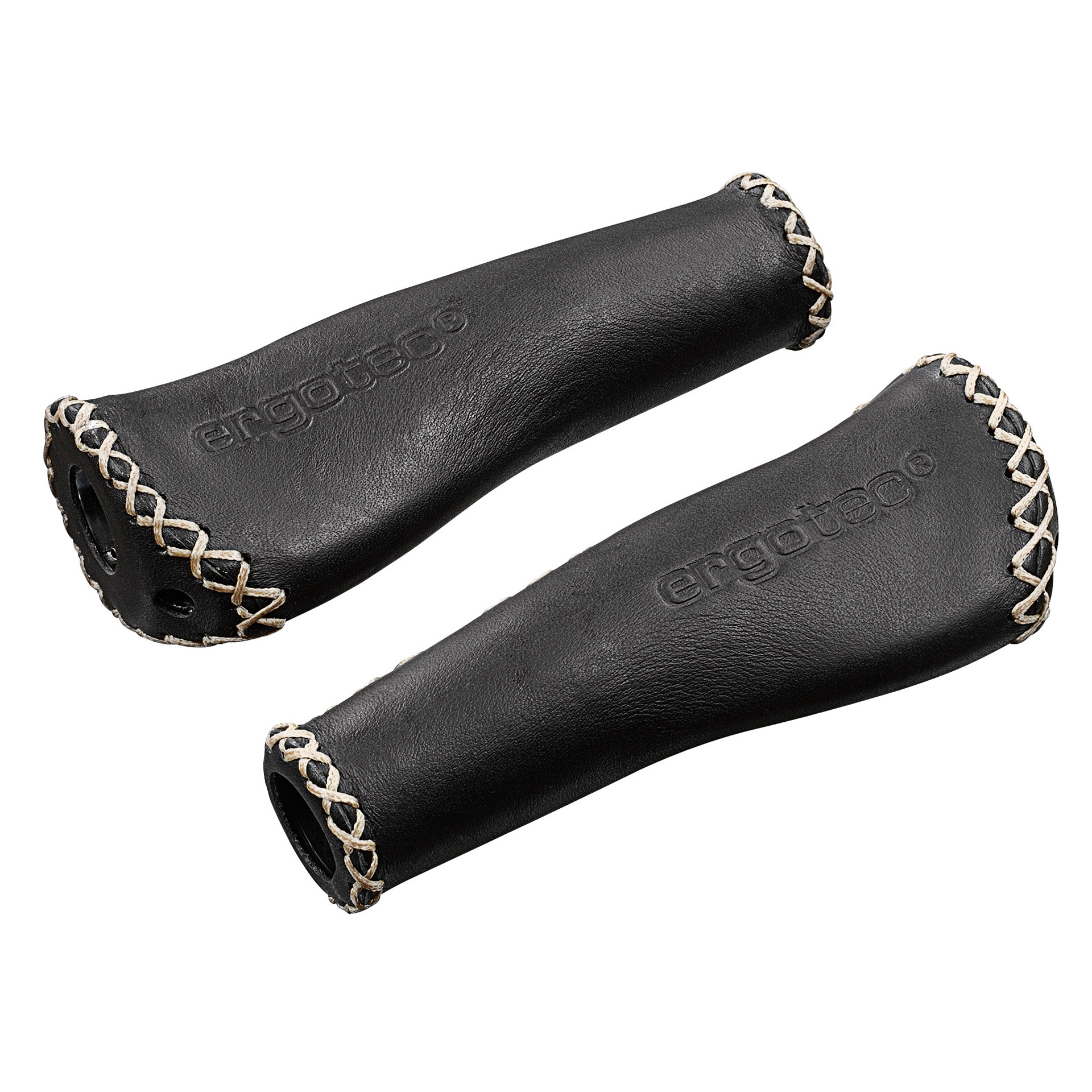 Ergotec handvatset Monaco leer 135/135mm zwart