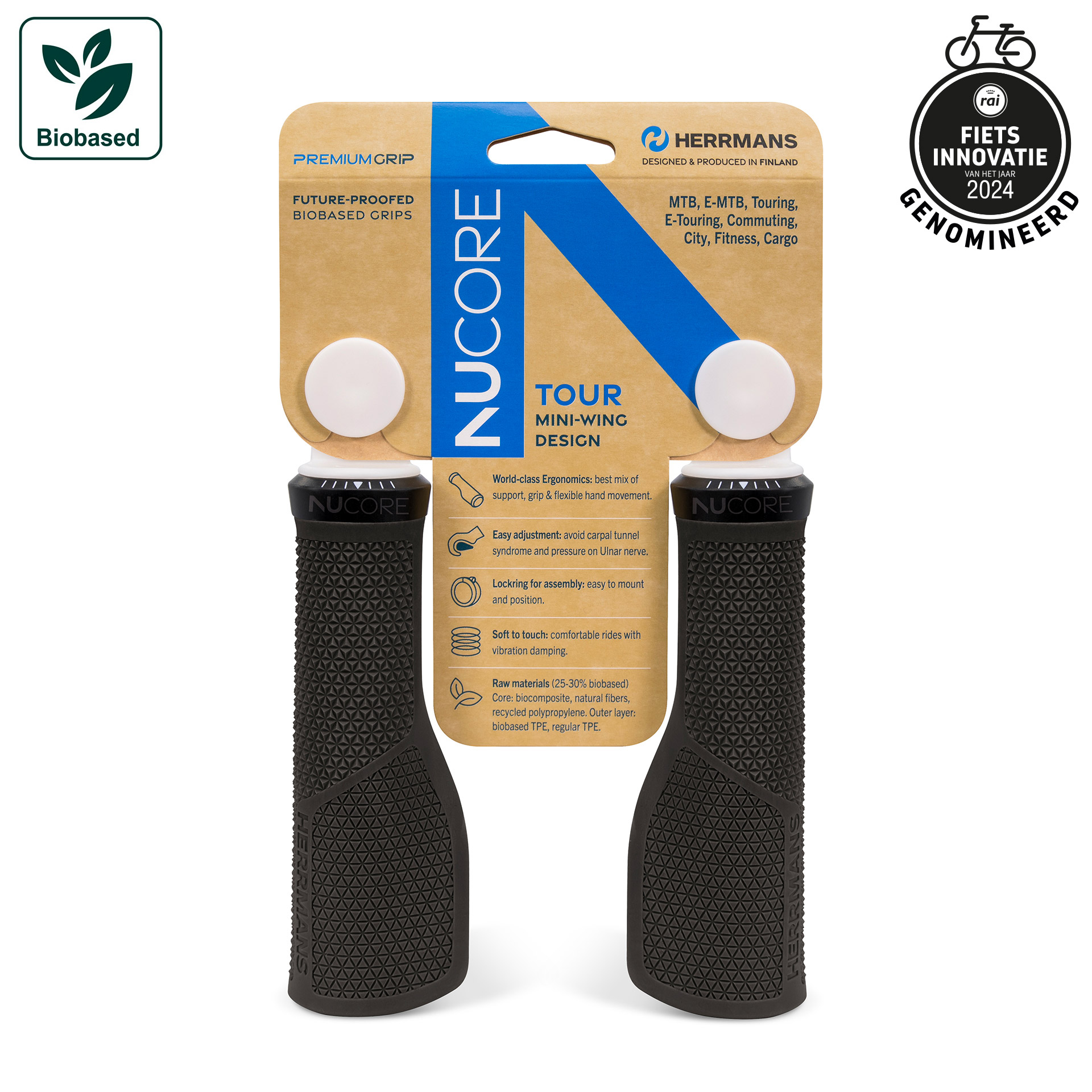 Herrmans handvatset Nucore Tour Peak 130/130mm zwart