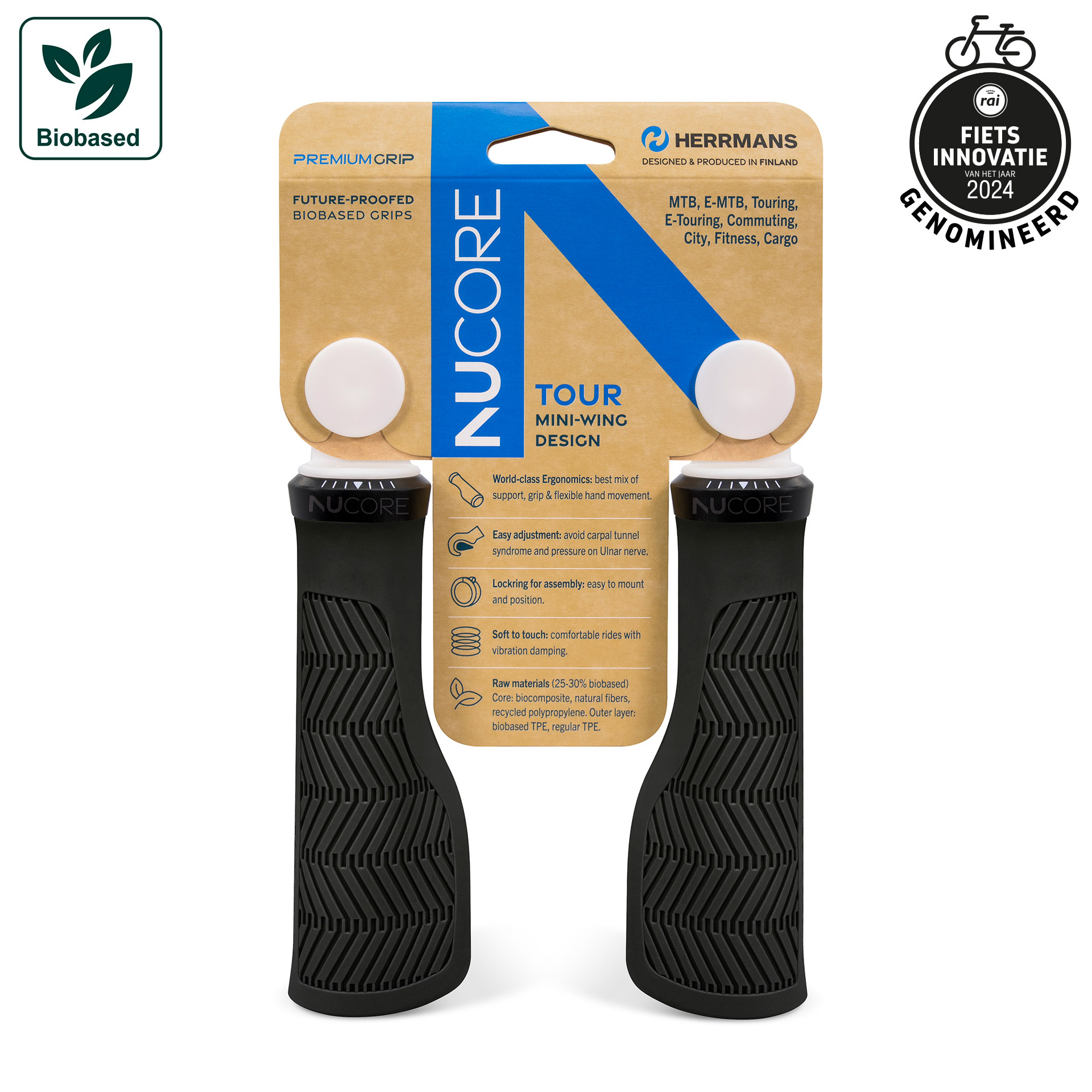 Herrmans handvatset Nucore Tour Wave 130/130mm zwart