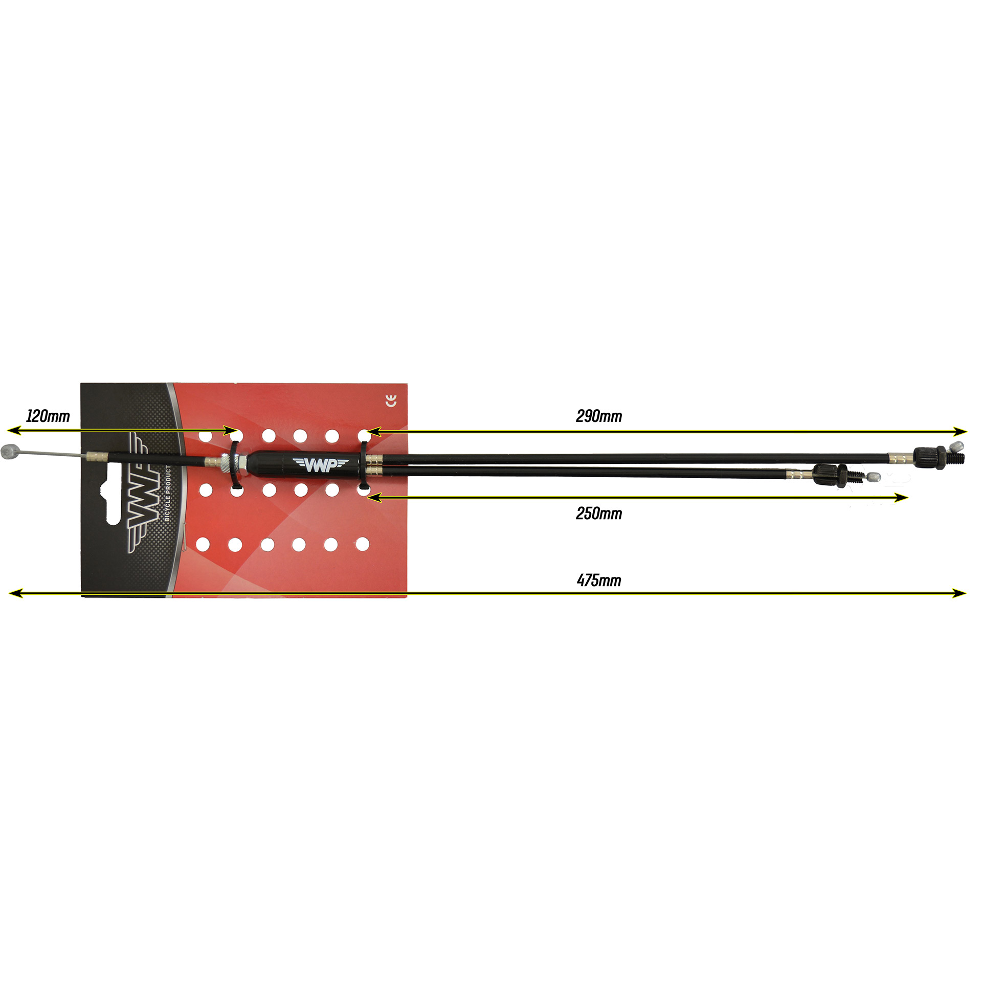 VWP BMX Boven remkabel cpl. m/stelb. 475mm zwart freestyle