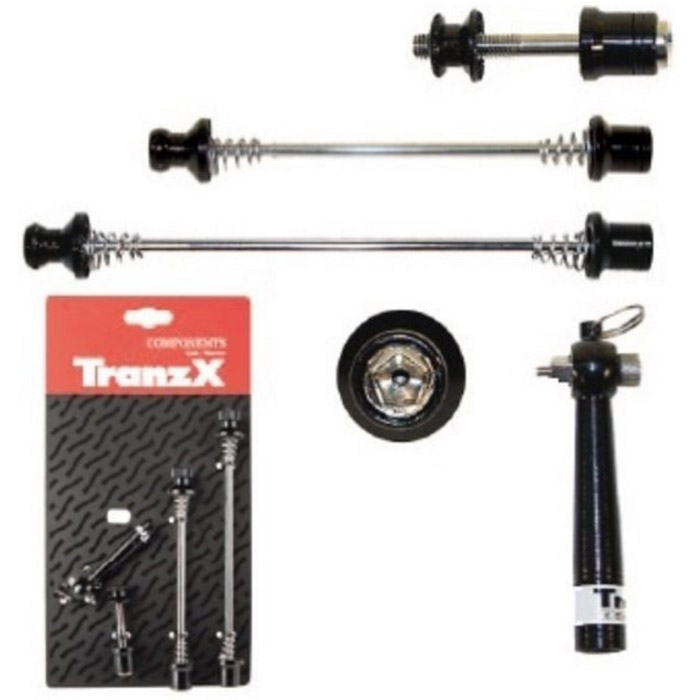 Tranz X Quickrelease set (V+A) zwart (trekas/snelspanner)