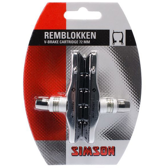 Simson remschoen V-brake 72mm met remblok per set op kaart