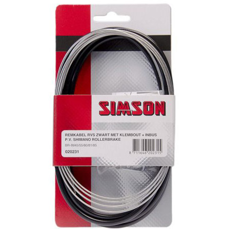 Simson rollerbrake remkabelset compleet zwart op kaart RVS
