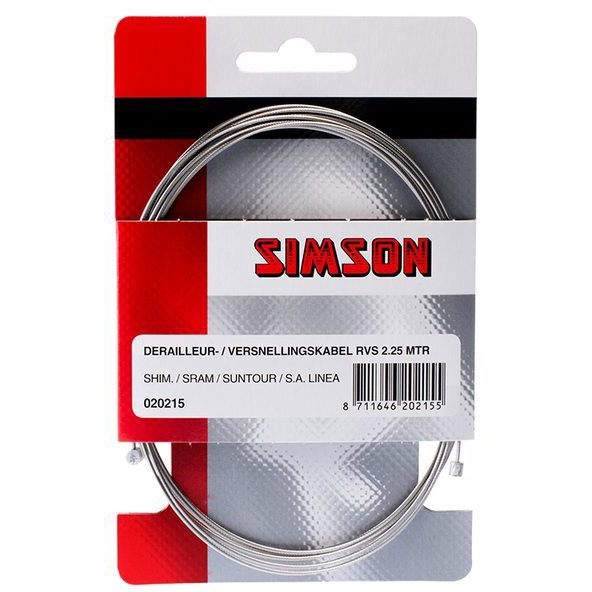 Simson binnenkabel versnelling derailleur 2,25m RVS op kaart