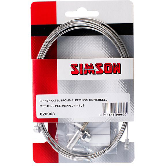 Simson binnenkabel trommelrem ton-peer rvs per stuk op kaart