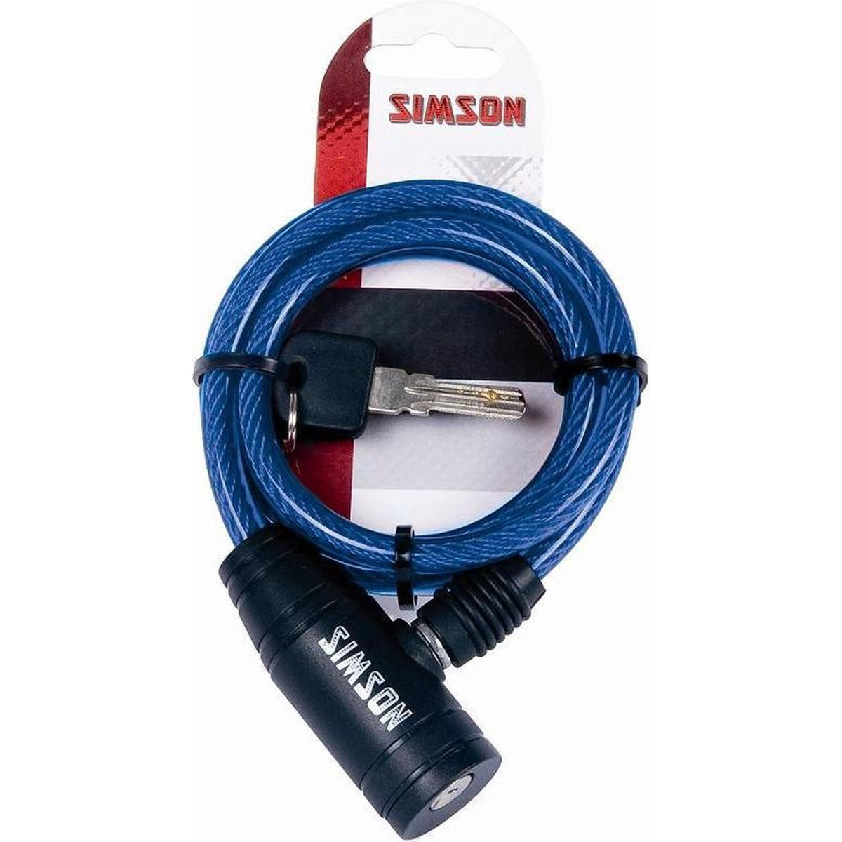 Simson spiraalkabelslot 8mm 90cm kinderen div. kleur kaart