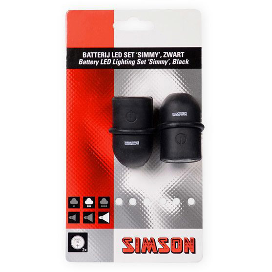 Simson verlichtingsset Simmy incl.batterijen zwart op kaart
