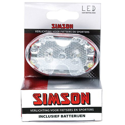 Simson koplamp 5 LED zwart incl. batterijen op kaart