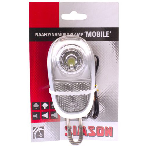 Simson voorvorkkoplamp LED zwart naafdynamo op kaart