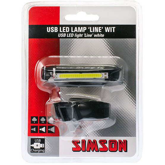 Simson koplamp Line USB LED oplaadbaar zwart op kaart