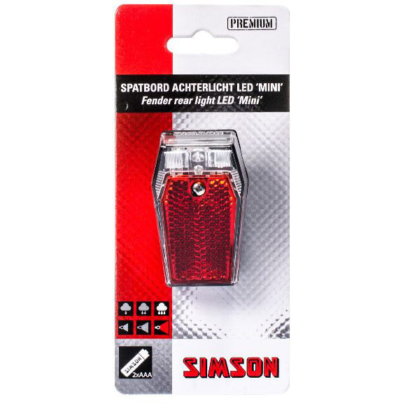Simson achterlicht Mini spatbord LED incl. batt.
