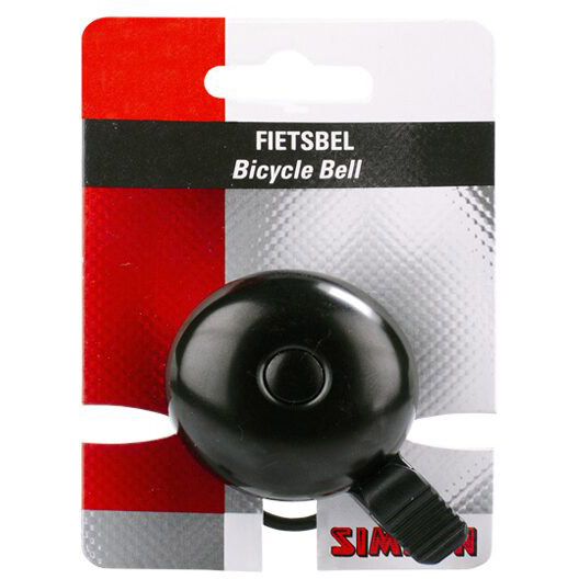 Simson fietsbel Race zwart elastiek bevestiging op kaart