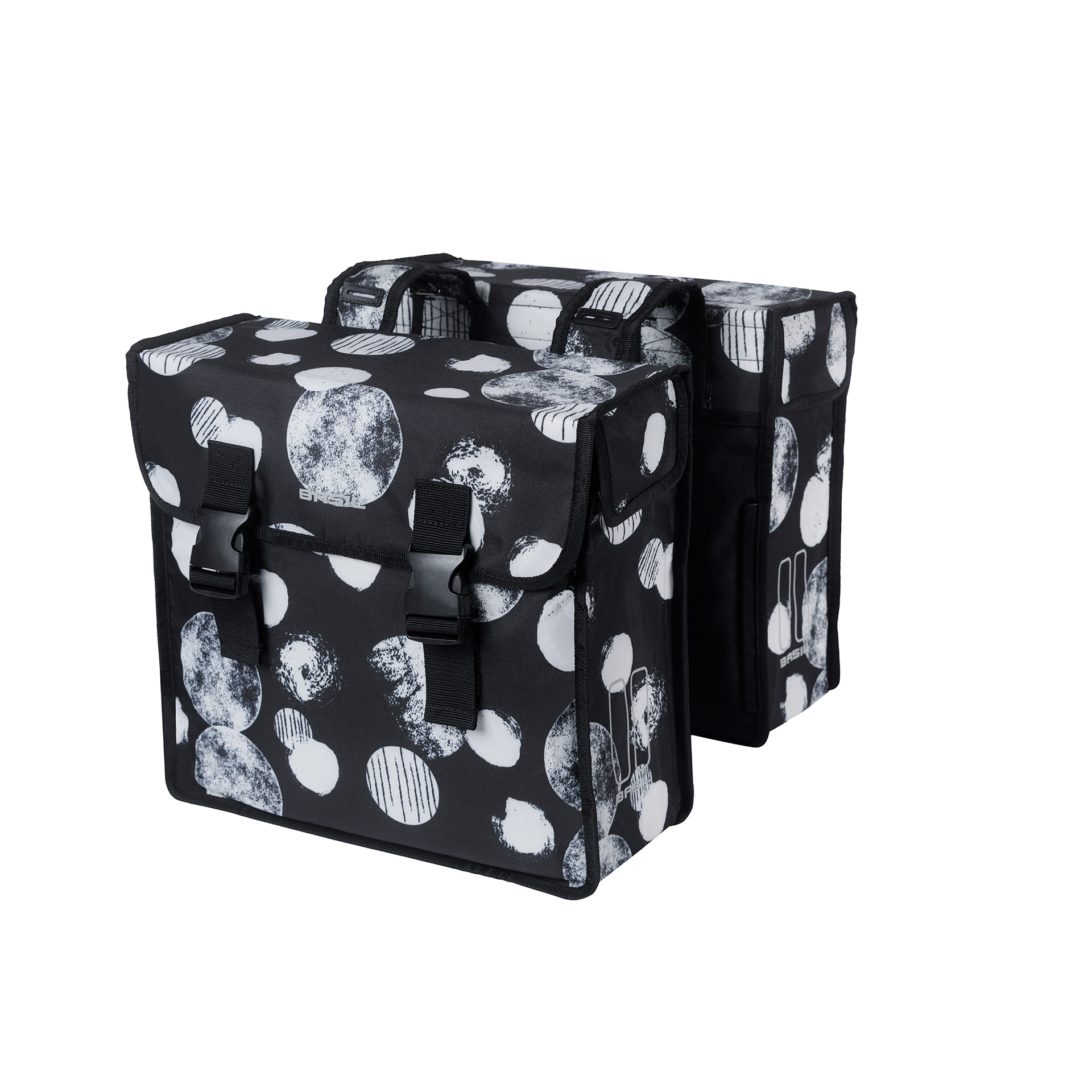 Basil dubbele fietstas Mara XL Sphere 35L zwart/grijs