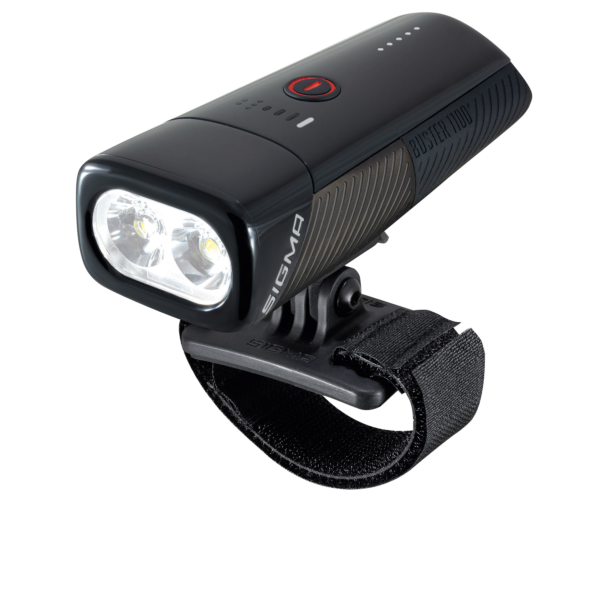 Sigma koplamp Buster 1100 LED helmhouder -Li-ion accu USB
