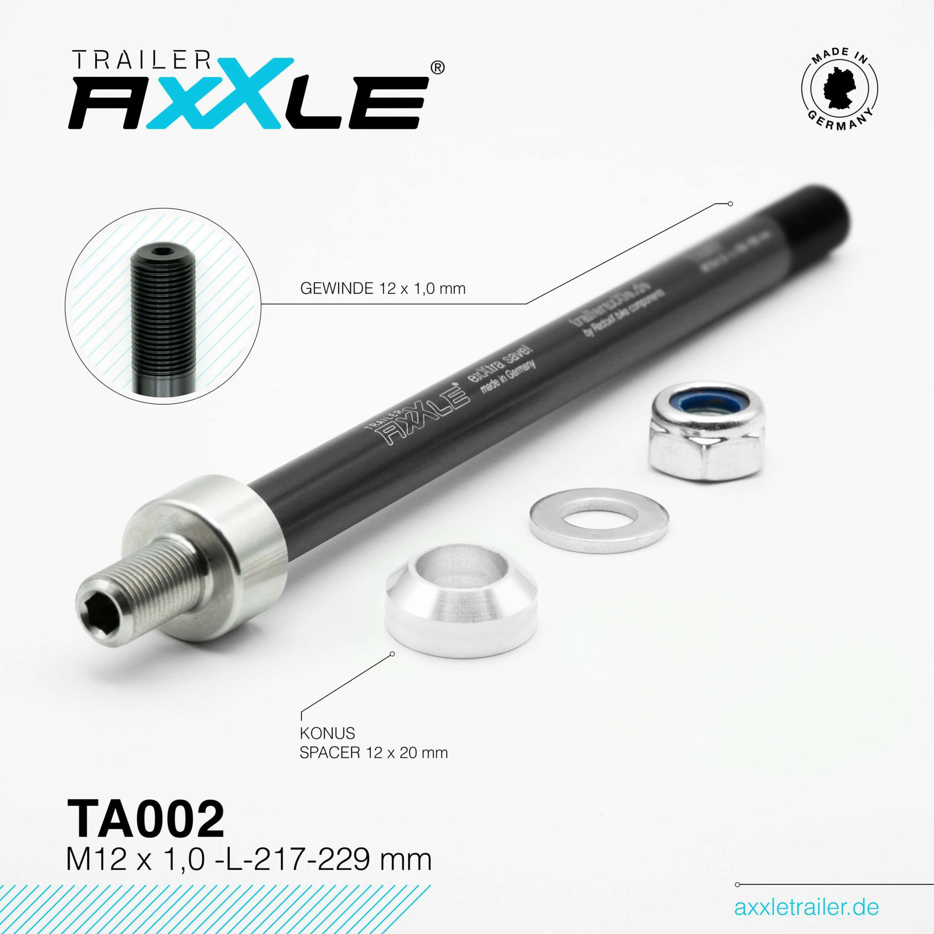 Radoxx steekas voor trailer M12x1,00 217-229mm