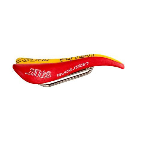 SMP zadel Pro Evolution geel/rood TESTZADEL
