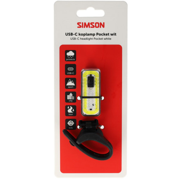 Simson koplamp Pocket USB-C wit
