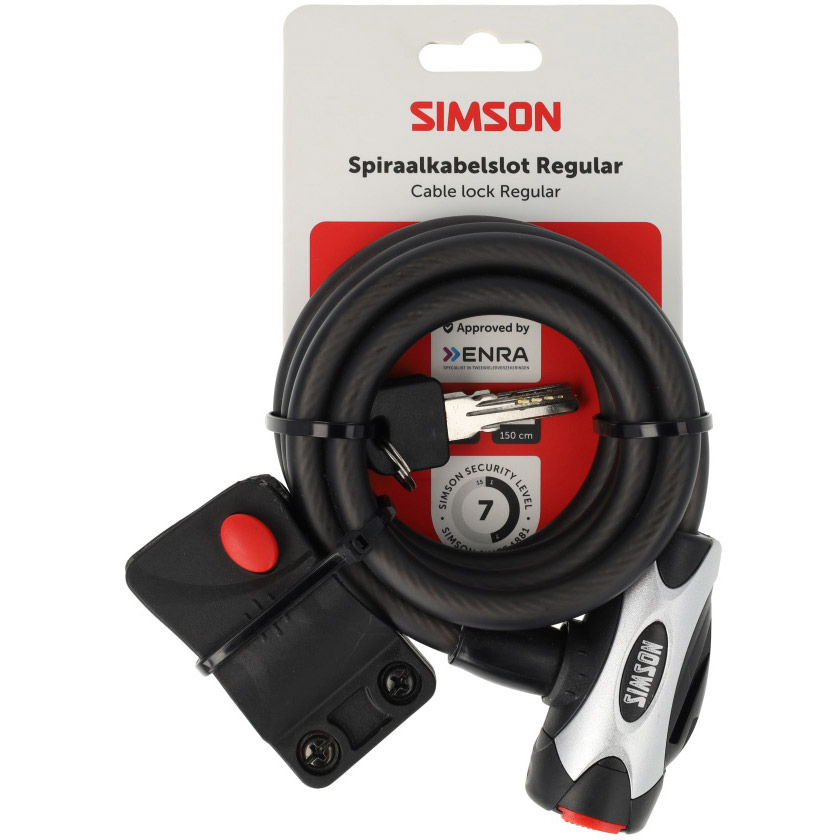 Simson spiraalkabelslot Regular 10mm 150cm