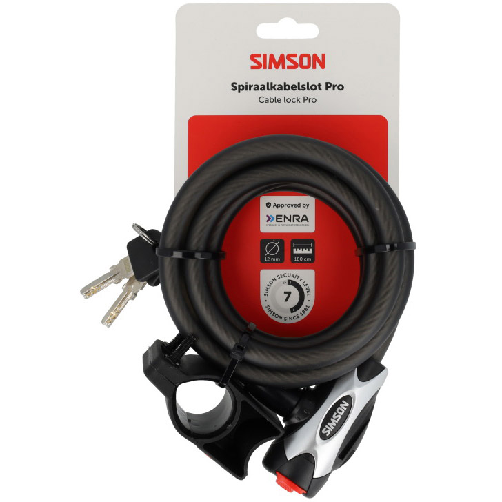 Simson spiraalkabelslot Pro 12mm 180cm