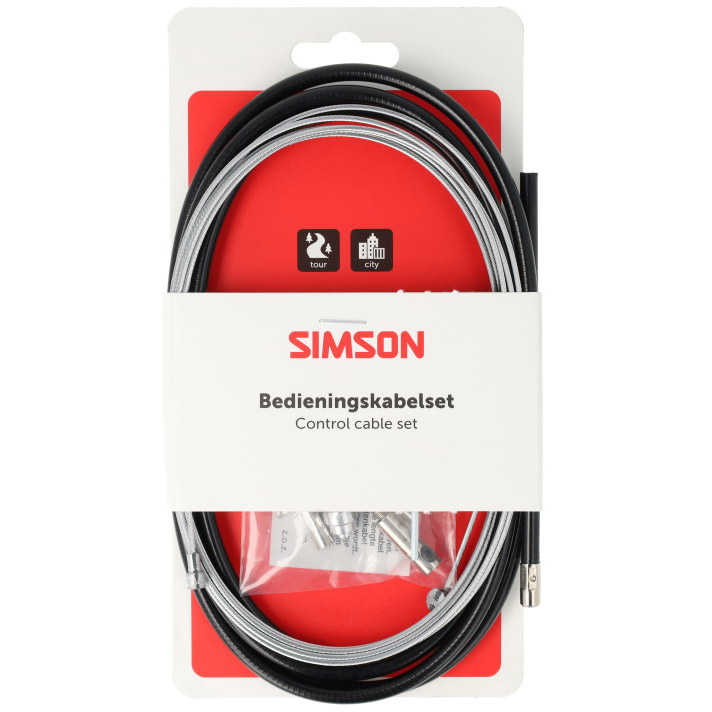 Simson trommelremkabelset compleet universeel zwart RVS