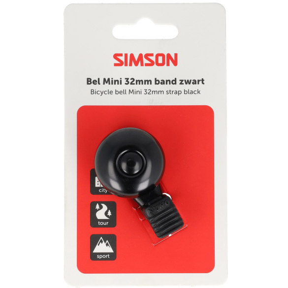 Simson bel Mini 32mm flex-band bevestiging zwart