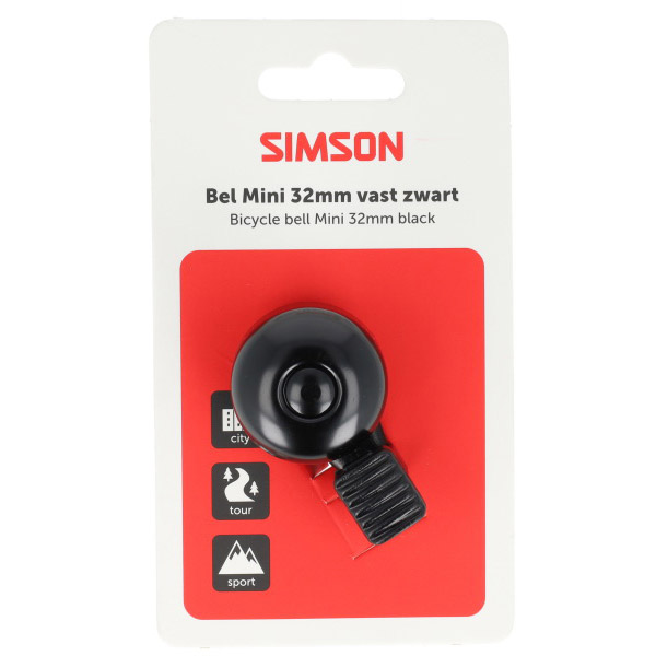 Simson bel Mini 32mm vaste bevestiging zwart