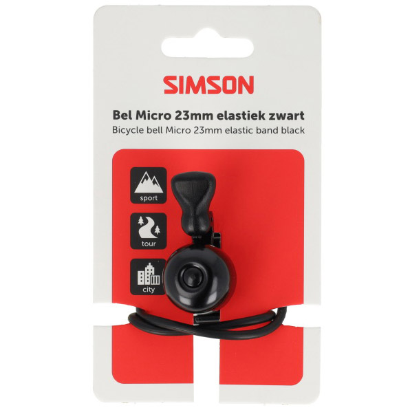 Simson bel Micro 23mm elastiek bevestiging zwart