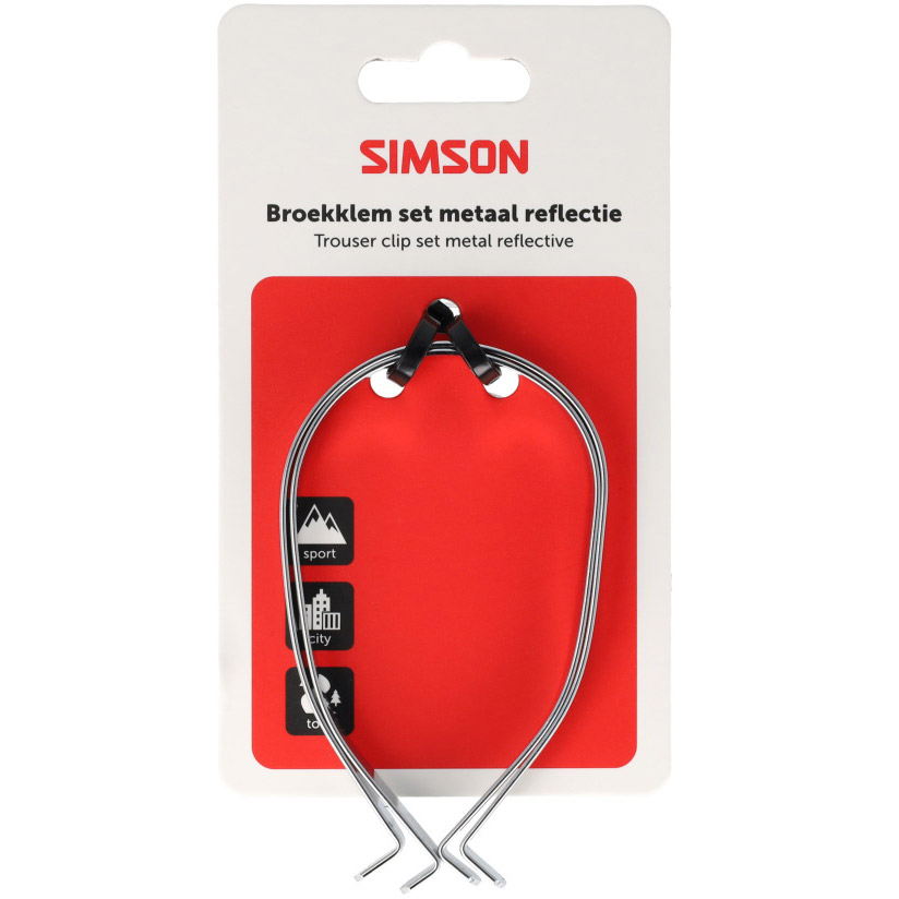 Simson broekklemmen metaal met reflectie