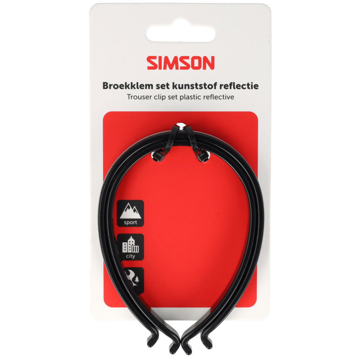 Simson broekklemmen kunststof met reflectie