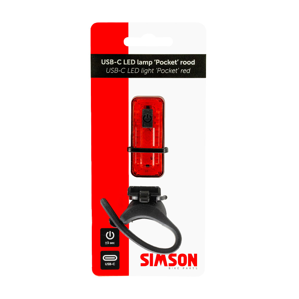 Simson achterlicht Pocket USB-C rood