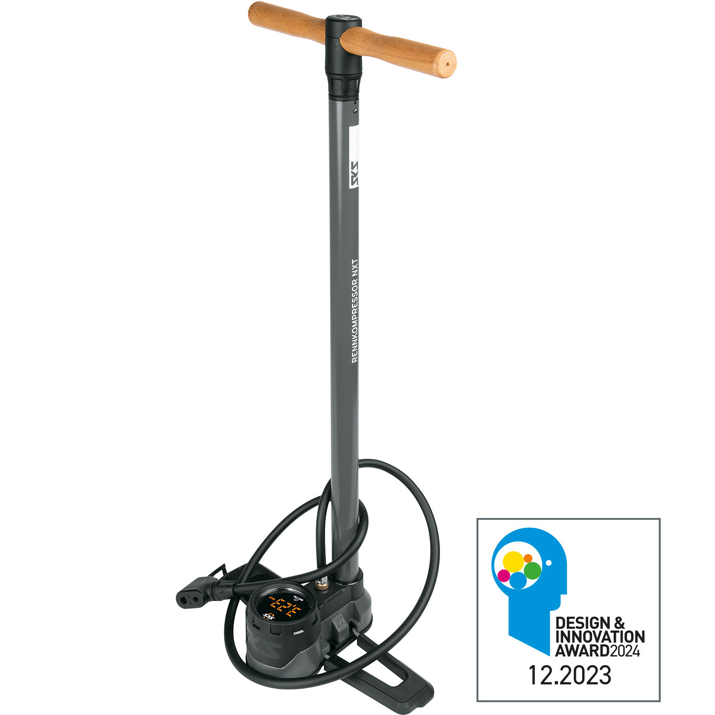 SKS vloerpomp Rennkompressor NXT Digi 16bar grijs