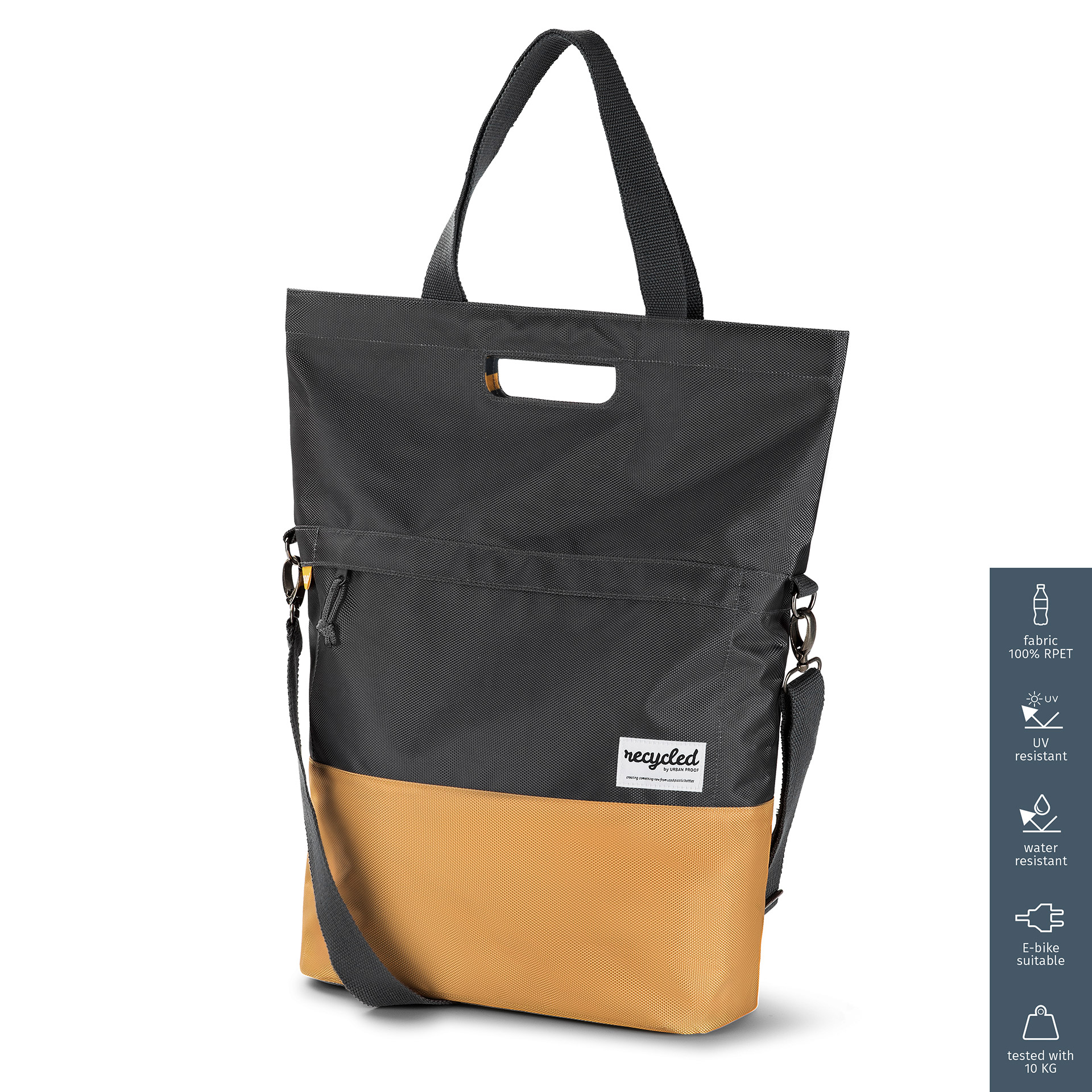 UrbanProof shoppertas RPET 20l grijs/geel