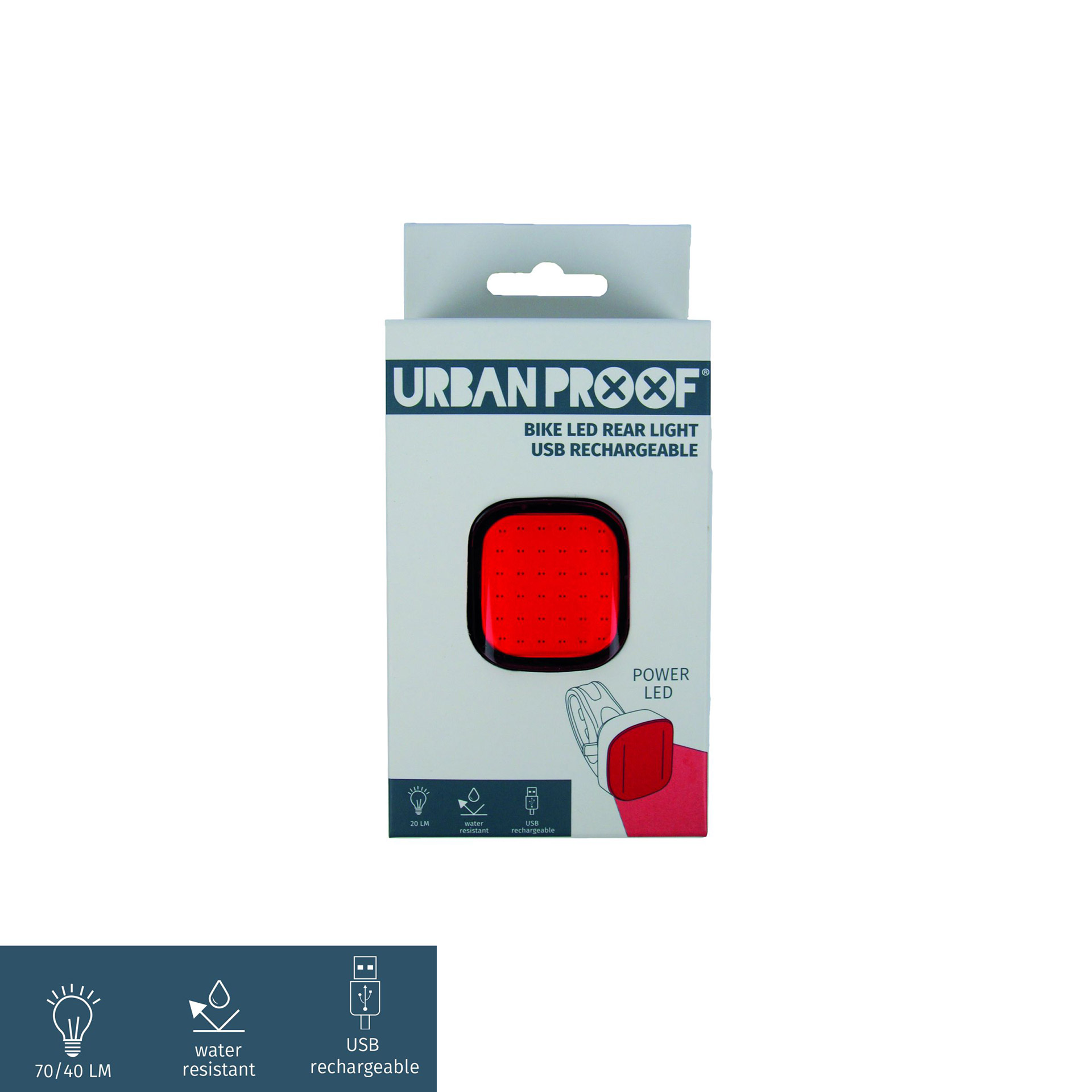 UrbanProof high power achterlicht rood USB