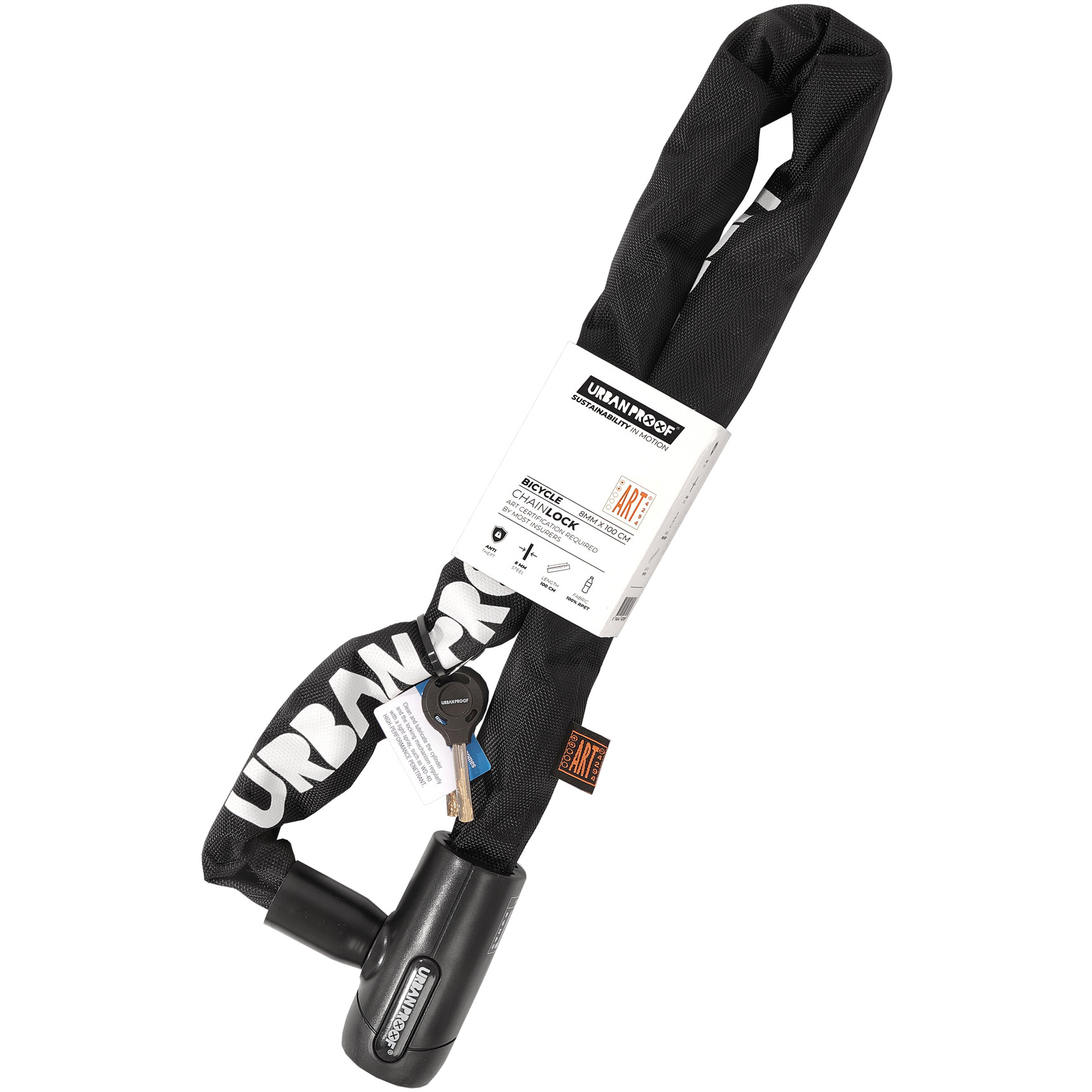 UrbanProof kettingslot ART2 8mm 100cm zwart