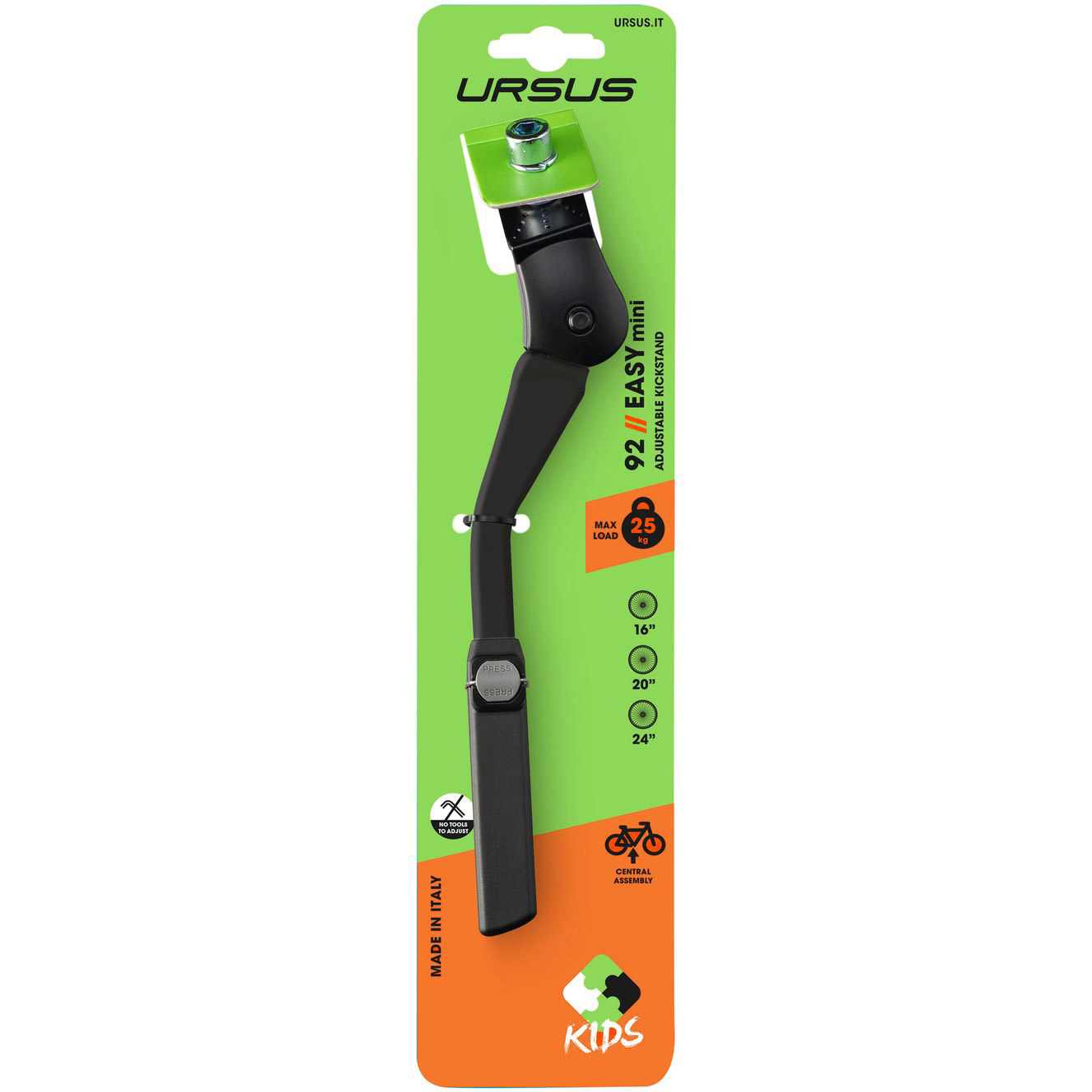 Ursus middenstandaard Easy Mini 16/20/24" alu zwart