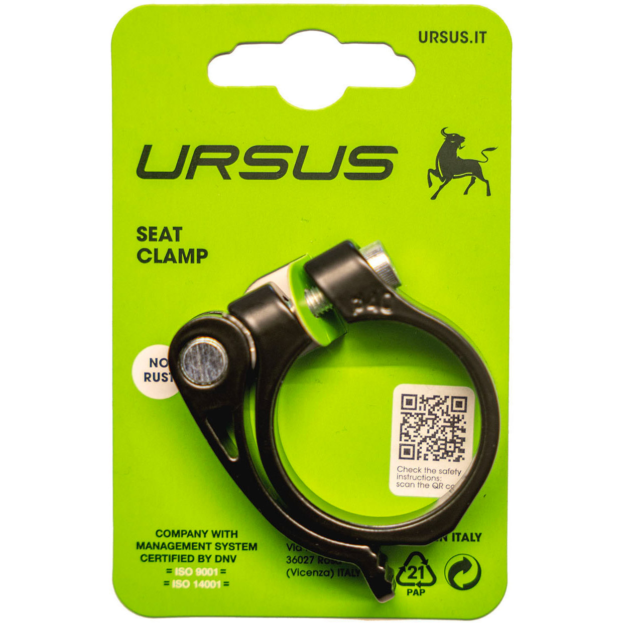 Ursus zadelpenklem 40mm met snelspanner alu zwart
