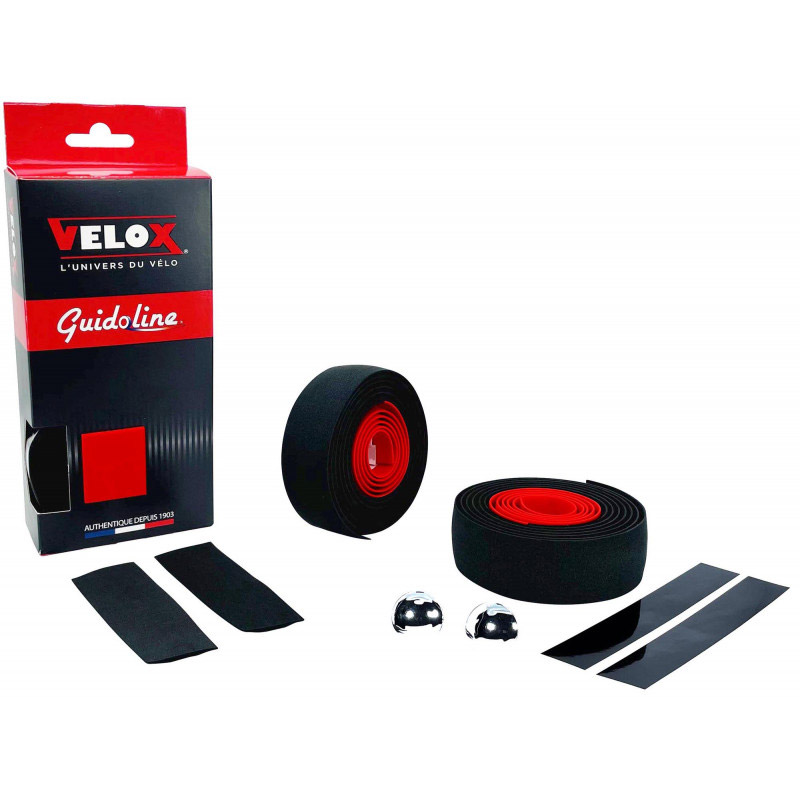 Velox stuurtape Maxi Cork Bicolor zwart/rood (2st)