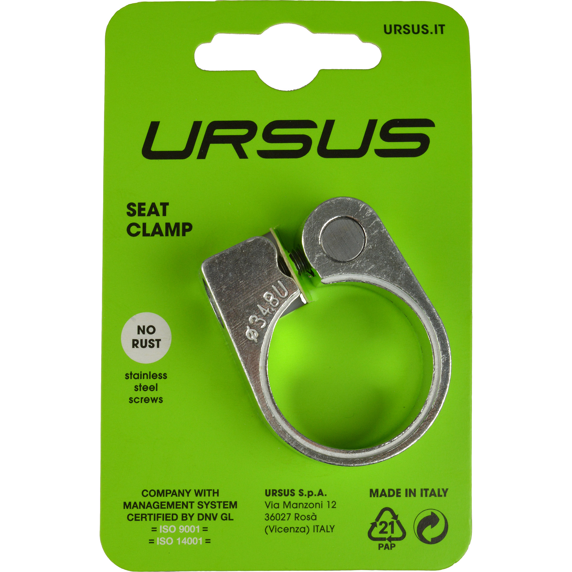 Ursus Bikkel zadelpen-klem alu 34.9mm zilver