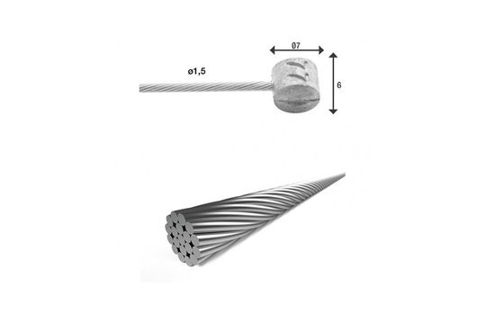 XLC RVS Remkabel Binnenkabel – 2350mm / Ø 1.5mm / 19 Draads