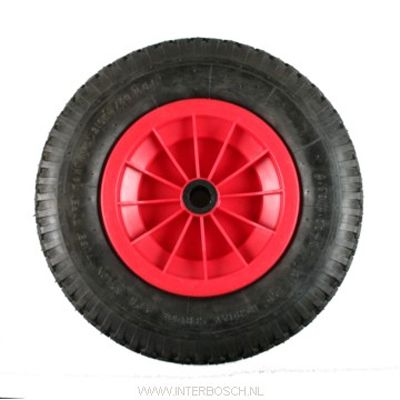 Kruiwagenwiel 8x400 met Buitenband Rood – Maat 8x400