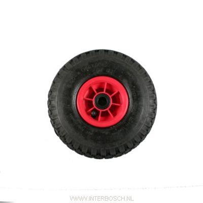 Steekwagenwiel 4x300 met Buitenband - Rood