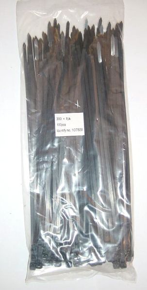 Kabelbinders 7.6x300mm Zwart - Zak met 100 stuks