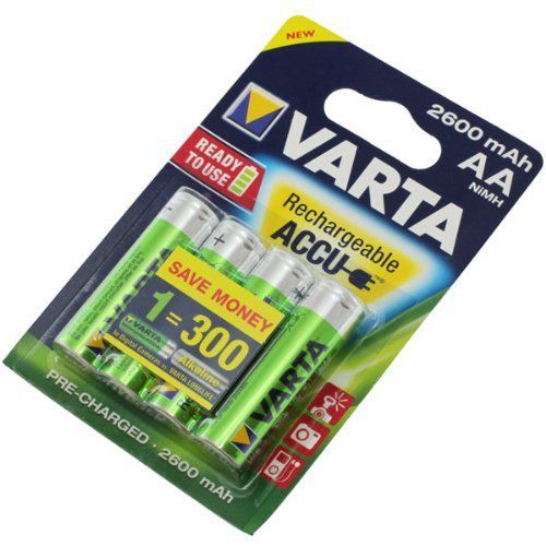 Varta HR6 AA Penlite Oplaadbare Batterijen 4-pack – Maat 1.2V / 2600mAh / 50.5mm x Ø 14.5mm