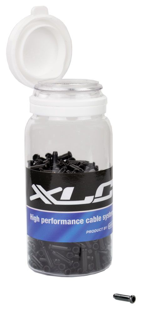 XLC Kabeleindhulzen Aluminium Zwart – Pot 500 stuks – Maat 2,3mm