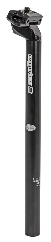 Ergotec Zadelpen 25.4x350mm Aluminium Zwart – Maat 25.4x350mm / 18mm Setback