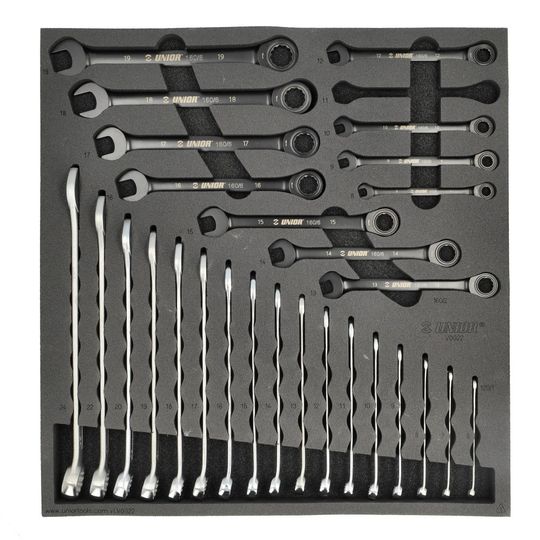 Unior Gereedschap Inlay Werkbank Ringratel/Steeksleutels – 29-Delig