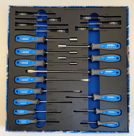 Unior Gereedschap Inlay Werkbank Dop/Schroevendraaiers – 21-Delig